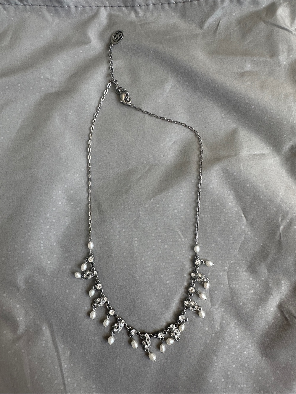 Delicate Pearl Drop Necklace - Silver Tone